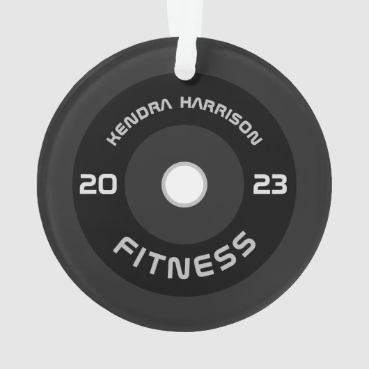 Barbell Fitness 2025 personalisiert Weihnachten Ornament (Rückseite)