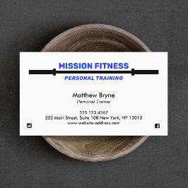 Barbell Fitness Personal Trainer Blue Visitenkarte