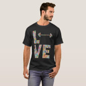Barbell Gym Workout Love Flowers T-Shirt (Vorne ganz)