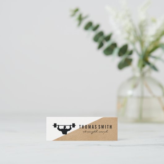 Barbell Personal Trainer - Farbblock Mini Visitenkarte (Stehend Vorderseite)