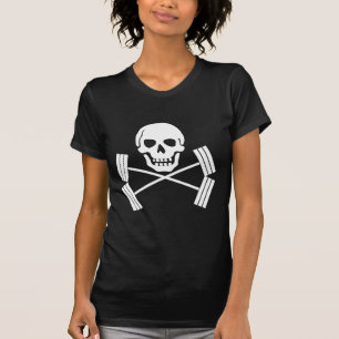 Barbell-Piratenflagge-Weiß T-Shirt