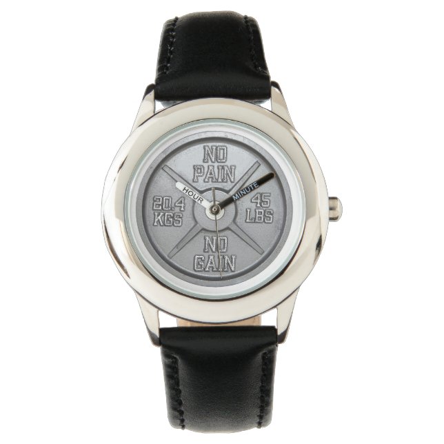 Barbell Plate Armbanduhr - kein Schmerz (Vorderseite)