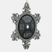 Barbell Plate - Lift ihr sogar? Schneeflocken Zinn-Ornament (Links)
