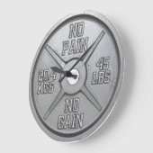 Barbell Plate Wall Clock - No Brot No Gain Große Wanduhr (Winkel)