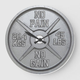 Barbell Plate Wall Clock - No Brot No Gain Große Wanduhr