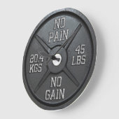 Barbell Plate Wall Clock - No Brot No Gain Große Wanduhr (Winkel)