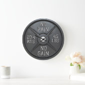 Barbell Plate Wall Clock - No Brot No Gain Große Wanduhr (Zuhause)