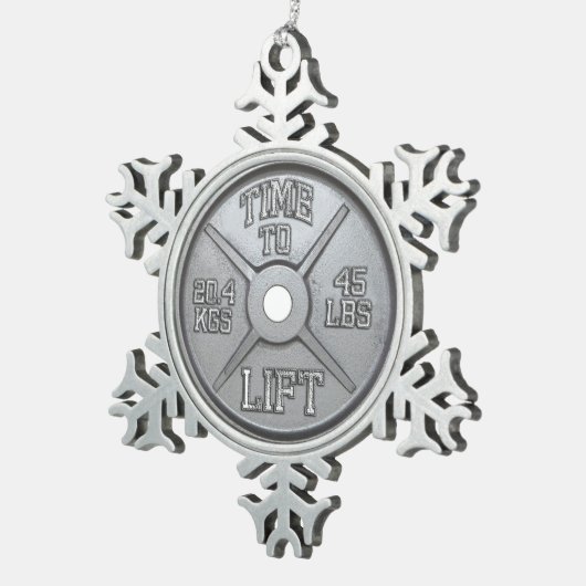 Barbell Plate - Zeit zum Heben Schneeflocken Zinn-Ornament (Rechts)