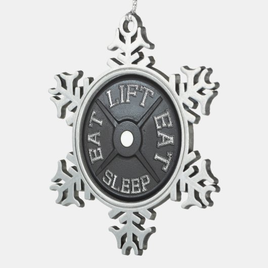 Barbell-Platte - Aufzug, essen, schlafen Schneeflocken Zinn-Ornament (Rechts)