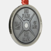 Barbell-Platte - keine Schmerz kein Gewinn Silbernes Ornament (Rechts)