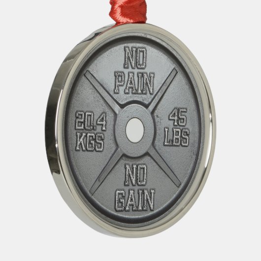 Barbell-Platte - keine Schmerz kein Gewinn Silbernes Ornament (Rechts)