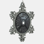 Barbell-Platte Schneeflocken Zinn-Ornament (Links)
