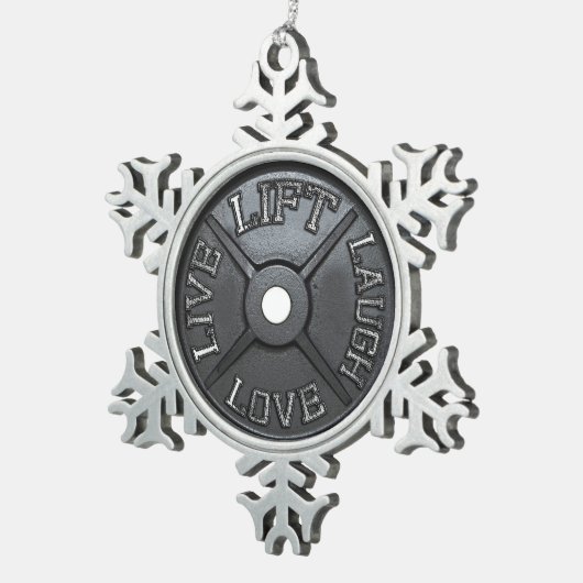 Barbell-Platte Schneeflocken Zinn-Ornament (Rechts)