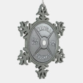 Barbell-Platte Schneeflocken Zinn-Ornament (Links)