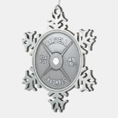 Barbell-Platte Schneeflocken Zinn-Ornament (Rechts)