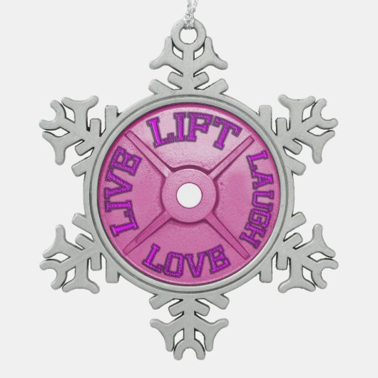 Barbell-Platte Schneeflocken Zinn-Ornament (Vorderseite)