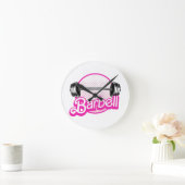 Barbell - rosa runde wanduhr (Zuhause)