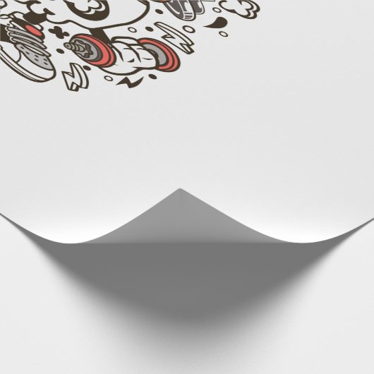 Barbell Skull Head Geschenkpapier (Ecke)