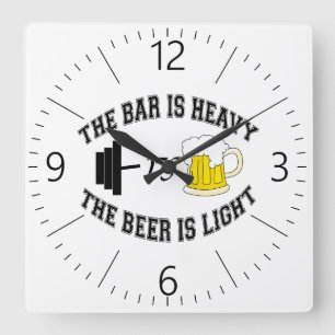 Barbell vs Bier Quadratische Wanduhr