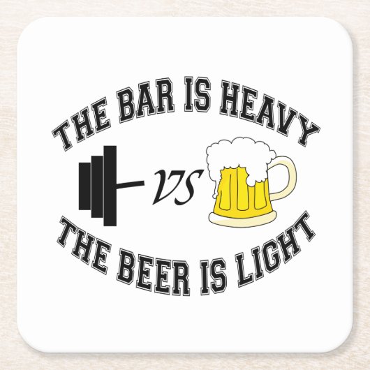 Barbell vs Bier Rechteckiger Pappuntersetzer (Vorderseite)