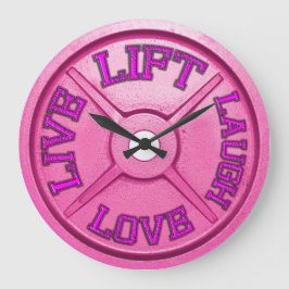 Barbell Wandsperre - Aufzug, Live, Liebe, Lachen Große Wanduhr