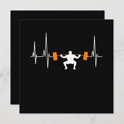 Barbell Weightfting Heartbeat Bodybuilding Cool Einladung (Vorne/Hinten)