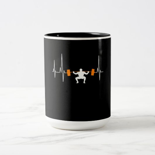 Barbell Weightfting Heartbeat Bodybuilding Cool Zweifarbige Tasse (Mittel)