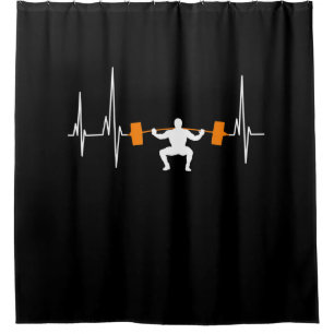 Barbell Weightlift Heartbeat-Bodybuilding Duschvorhang