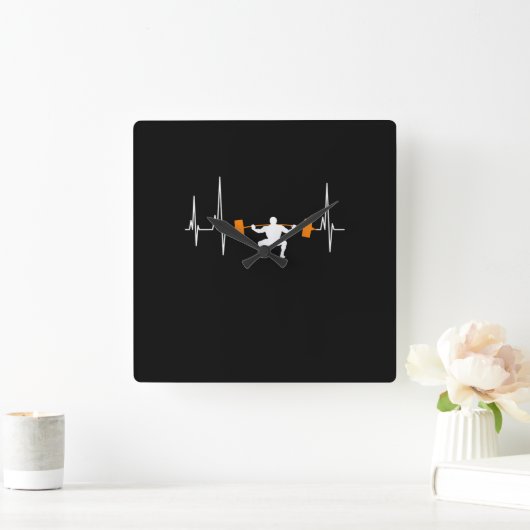 Barbell Weightlift Heartbeat-Bodybuilding Quadratische Wanduhr (Zuhause)