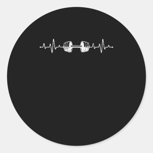 Barbell Weightlift Heartbeat-Bodybuilding Runder Aufkleber (Vorderseite)