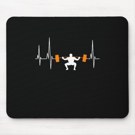 Barbell Weightlifting Heartbeat Bodybuilding Cool Mousepad (Vorne)