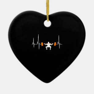 Barbell Weightlifting Heartbeat Bodybuilding Keramik Ornament