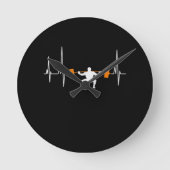 Barbell Weightlifting Heartbeat Bodybuilding Runde Wanduhr (Vorderseite)