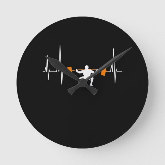 Barbell Weightlifting Heartbeat Bodybuilding Runde Wanduhr (Vorderseite)