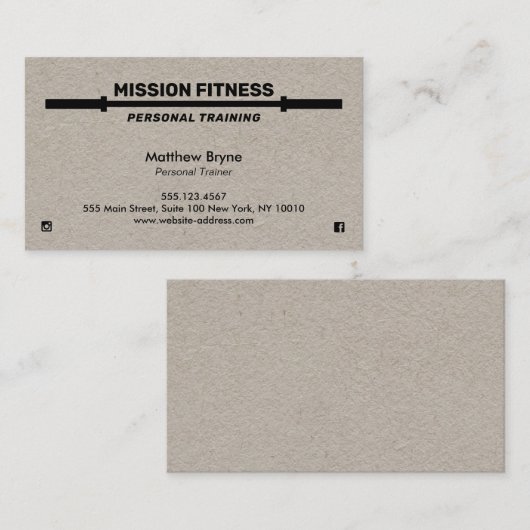 Barbells Weight Training Personal Trainer Kraft Visitenkarte (Vorne/Hinten)