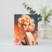 Barbenheimer-apokalyptische Retrofrau Postkarte (Stehend Vorderseite)