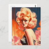 Barbenheimer-apokalyptische Retrofrau Postkarte (Vorne/Hinten)