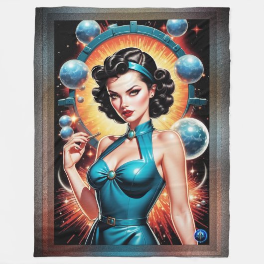 Barbenheimer Retro Fusion Atomzeitfashion Fleecedecke (Vorderseite)