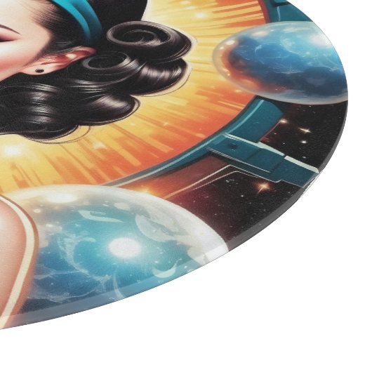 Barbenheimer Retro Fusion Atomzeitfashion Schneidebrett (Ecke)