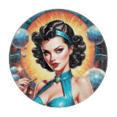 Barbenheimer Retro Fusion Atomzeitfashion Schneidebrett (Vorderseite)