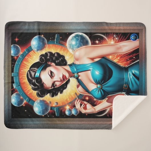 Barbenheimer Retro Fusion Atomzeitfashion Sherpadecke (Vorderseite (Horizontal))