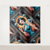 Barbenheimer Retro Fusion Atomzeitfashion Wandteppich (Vorderseite)