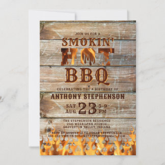 Barbeque Birthday Wood Smokin Heiße GRILLEN Einladung