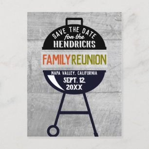Barbeque Family Wiedersehen Save the Date Postkart Postkarte