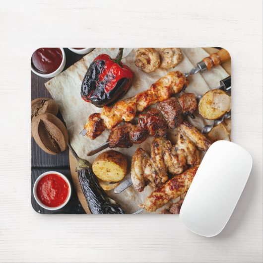 Barbeque Hühnerfleisch Rindfleisch Egplant Capsicu Mousepad (Mit Mouse)