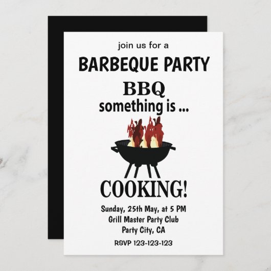 Barbeque Modern Summer Party GRILLEN Einladung (Vorne/Hinten)