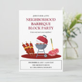 Barbeque Neighbhood Fun Block Party Einladung (Stehend Vorderseite)