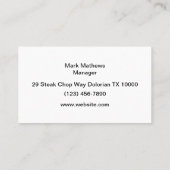 Barbeque Restaurant und Grillkarten Visitenkarte (Rückseite)