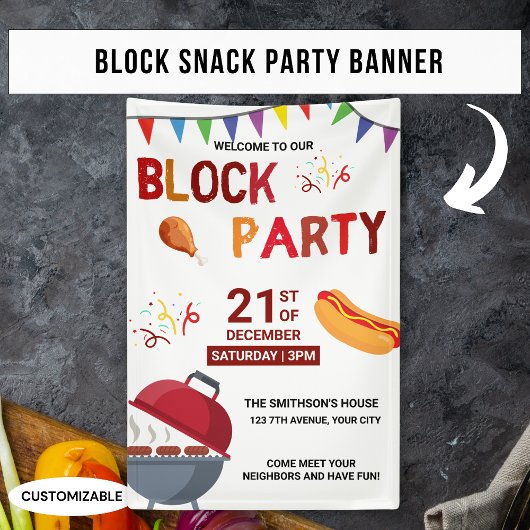 Barbeque Snack Picknick Spaß Nachbarn Party Banner