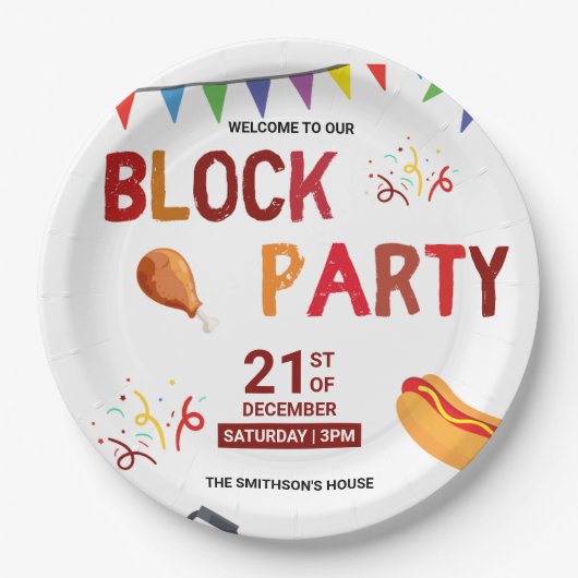 Barbeque Snack Picknick Spaß Nachbarschaftsblock P Pappteller (Vorderseite)